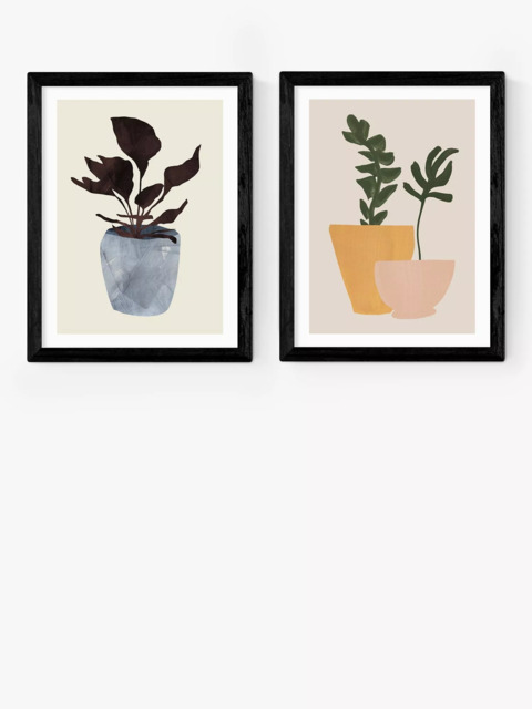 EAST END PRINTS Dan Hobday 'Plant Pot' Wood Framed Print, Set of 2 - image 1