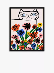 John Lewis Marcello Velho 'Garden Cat' Framed Print, 52 x 42cm, Multi - thumbnail 1