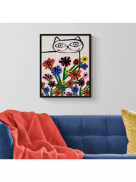 John Lewis Marcello Velho 'Garden Cat' Framed Print, 52 x 42cm, Multi - thumbnail 2