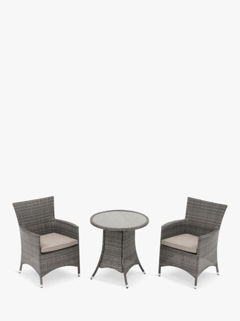 John Lewis Alora Woven Rattan 2-Seater Round Garden Bistro Table & Chairs Set, Grey - image 1