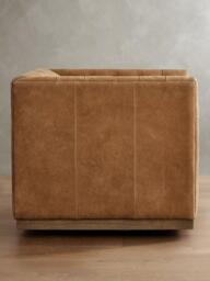 Pottery Barn Edgewood Leather Swivel Armchair, Sandstone - thumbnail 6