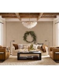 Pottery Barn Edgewood Leather Swivel Armchair, Sandstone - thumbnail 3