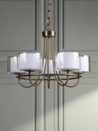 Laura Ashley Southwell 5 Arm Glass Shade Chandelier Ceiling Light, Antique Brass - thumbnail 3