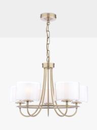 Laura Ashley Southwell 5 Arm Glass Shade Chandelier Ceiling Light, Antique Brass - thumbnail 1