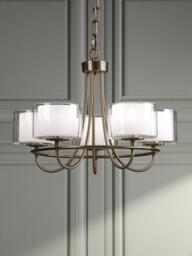 Laura Ashley Southwell 5 Arm Glass Shade Chandelier Ceiling Light, Antique Brass - thumbnail 2