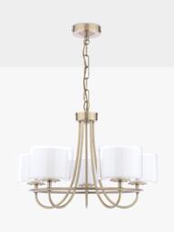 Laura Ashley Southwell 5 Arm Glass Shade Chandelier Ceiling Light, Antique Brass - thumbnail 4