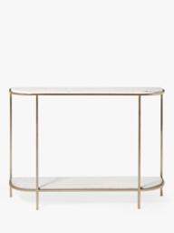 Swoon Sienna Marble Console Table, White/Brass