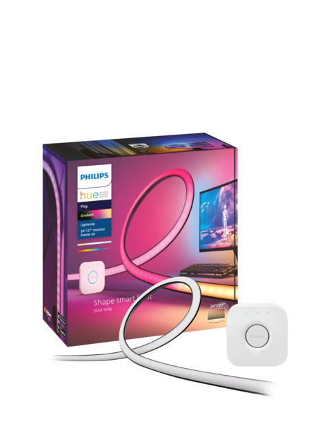Philips Hue Play Gradient Smart Lighting Adjustable Colour Changing LED Lightstrip for 24” to 27” PC Monitors, 15W, 90.5cm, Starter Kit with Hue Bridg - image 1
