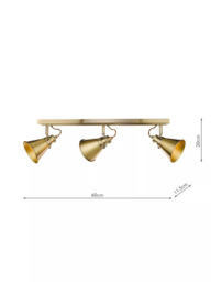 Laura Ashley Rufus 3 Spotlight Ceiling Bar, Brass - thumbnail 5