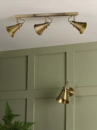 Laura Ashley Rufus 3 Spotlight Ceiling Bar, Brass - thumbnail 2