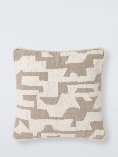John Lewis Corded Geo Cushion, Natural - image 1