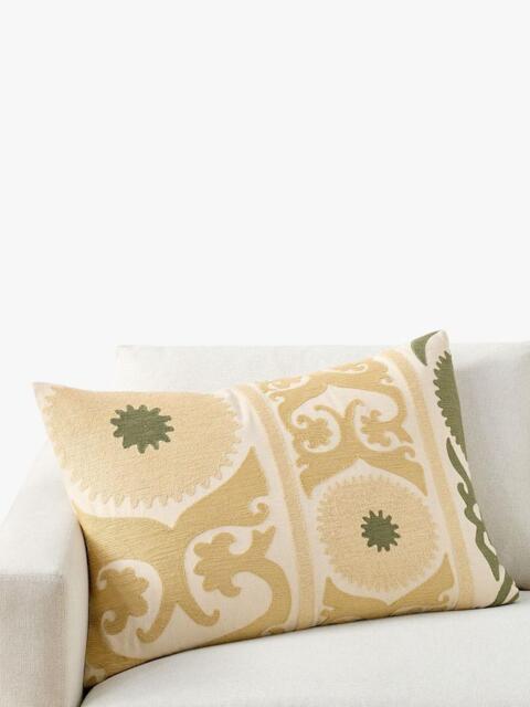 Pottery Barn Oria Suzani Lumbar Cushion Cover, Straw/Multi - image 1