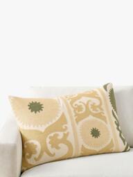 Pottery Barn Oria Suzani Lumbar Cushion Cover, Straw/Multi - thumbnail 1