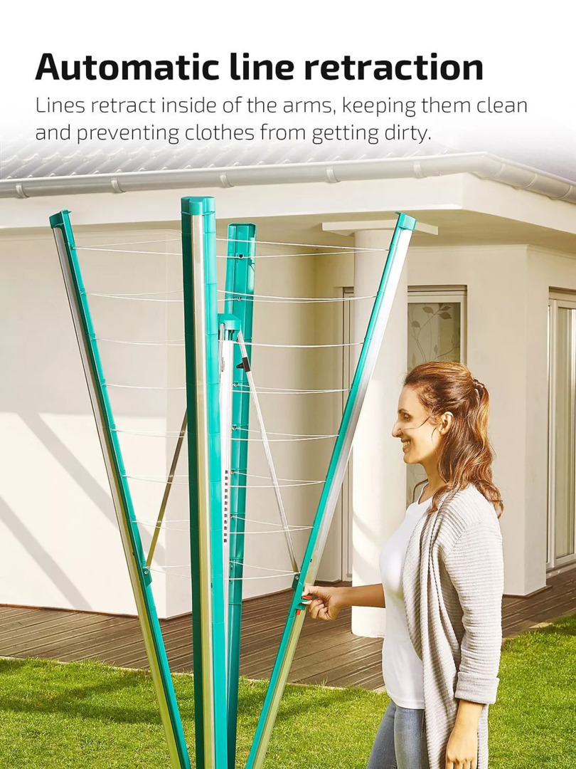 Leifheit Linomatic 500 Deluxe Easy Open Outdoor Rotary Clothes