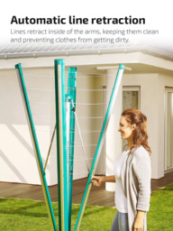 Leifheit Linomatic 500 Deluxe Easy Open Outdoor Rotary Clothes Airer with Cover and Retractable Keep-Clean Lines, 50m - thumbnail 2