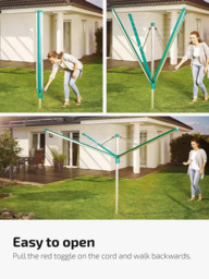 Leifheit Linomatic 500 Deluxe Easy Open Outdoor Rotary Clothes Airer with Cover and Retractable Keep-Clean Lines, 50m - thumbnail 3