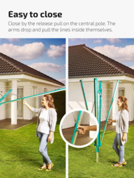 Leifheit Linomatic 500 Deluxe Easy Open Outdoor Rotary Clothes Airer with Cover and Retractable Keep-Clean Lines, 50m - thumbnail 4