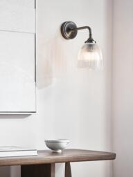 John Lewis Saltern Glass Wall Light, Pewter - thumbnail 2