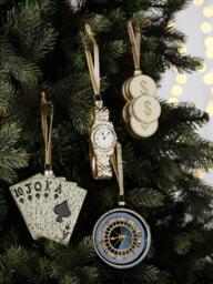 John Lewis The Connoisseur Playing Cards Bauble, Gold - thumbnail 3