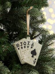 John Lewis The Connoisseur Playing Cards Bauble, Gold - thumbnail 2