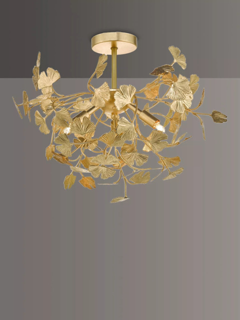 Där Yadira Leaf Semi Flush Ceiling Light, Gold - image 1