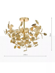 Där Yadira Leaf Semi Flush Ceiling Light, Gold - thumbnail 6