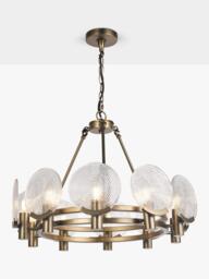 John Lewis Cast Glass 10 Lamp Ceiling Light, Antique Bronze