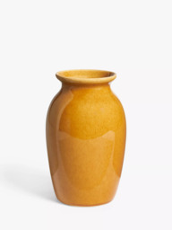 John Lewis Reactive Glaze Stoneware Urn Vase, H19cm, Yellow - thumbnail 1