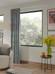 John Lewis Woven Geometric Slot Top Voile Panel, Grey - thumbnail 3
