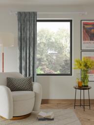 John Lewis Woven Geometric Slot Top Voile Panel, Grey - thumbnail 2