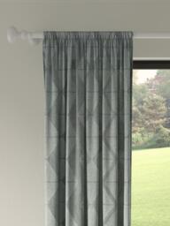 John Lewis Woven Geometric Slot Top Voile Panel, Grey - thumbnail 1