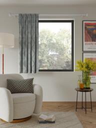 John Lewis Woven Geometric Slot Top Voile Panel, Grey - thumbnail 5
