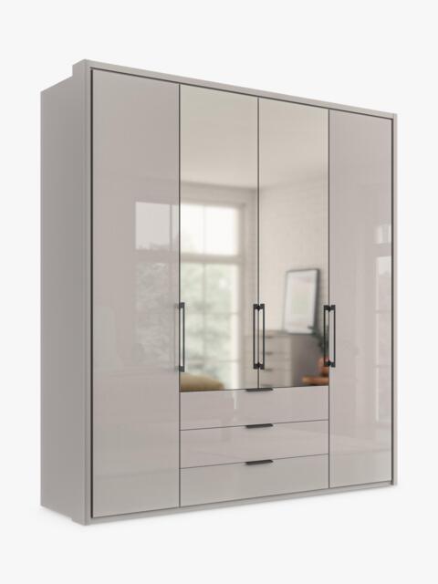 John Lewis Osaka 2m Bi-Fold Wardrobe with 2 Glass Doors, 2 Mirrored Doors & 3 Glass Drawers - image 1