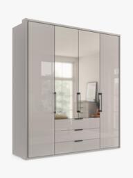 John Lewis Osaka 2m Bi-Fold Wardrobe with 2 Glass Doors, 2 Mirrored Doors & 3 Glass Drawers