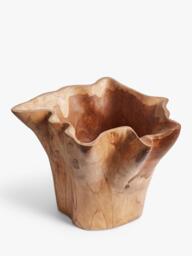OKA Patala Teak Wood Vase, H30cm, Natural