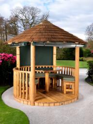 Breeze House Mara Signature Cedar Shingle Roof Circular Gazebo, FSC-Certified (Scandinavian Redwood) - thumbnail 2