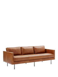 West Elm Axel 3 Seater Leather Sofa, Brown - thumbnail 1
