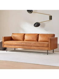 West Elm Axel 3 Seater Leather Sofa, Brown - thumbnail 2