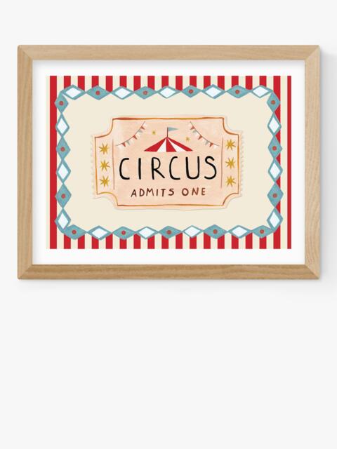 EAST END PRINTS Kid of the Village 'Circus Ticket' Framed Print, 43.4 x 33.4cm, Natural - image 1