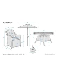 KETTLER Derwent Woven 6-Seater Round Garden Dining Table & Chairs Set with Parasol & Base, Brown - thumbnail 5