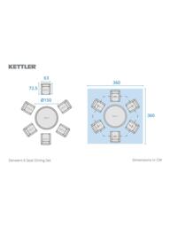 KETTLER Derwent Woven 6-Seater Round Garden Dining Table & Chairs Set with Parasol & Base, Brown - thumbnail 6