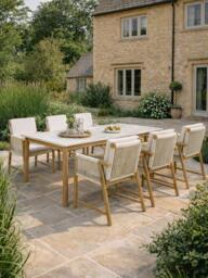 KETTLER Forest 6-Seater Rectangular Garden Dining Table & Chairs Set, FSC-Certified (Acacia Wood), Natural - thumbnail 2