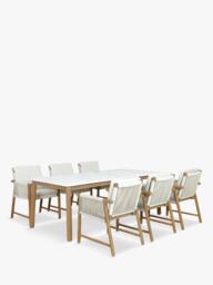KETTLER Forest 6-Seater Rectangular Garden Dining Table & Chairs Set, FSC-Certified (Acacia Wood), Natural