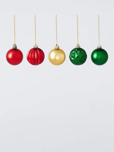 John Lewis Shatterproof Christmas Tree Baubles, Box of 30, Red/Gold/Green - image 1