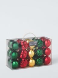 John Lewis Shatterproof Christmas Tree Baubles, Box of 30, Red/Gold/Green - thumbnail 3