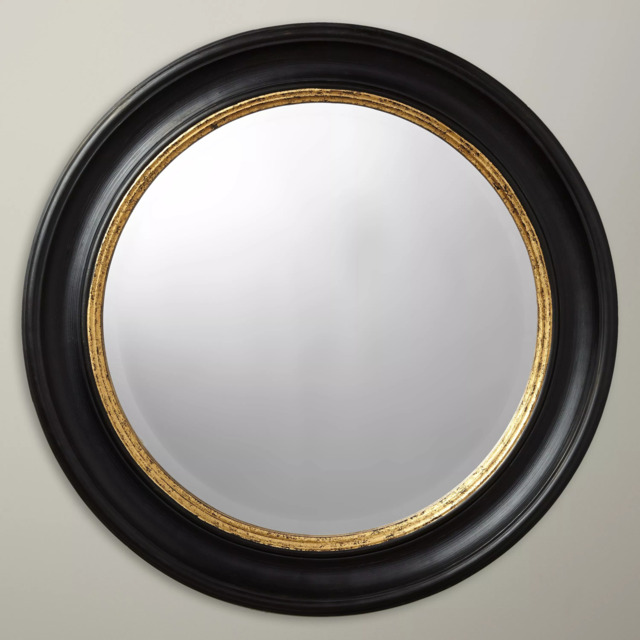 John Lewis Georgian Round Wood Wall Mirror, 68cm, Black/Gold - image 1