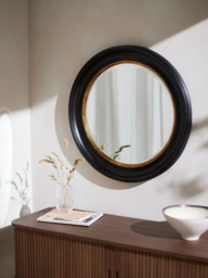 John Lewis Georgian Round Wood Wall Mirror, 68cm, Black/Gold - thumbnail 2