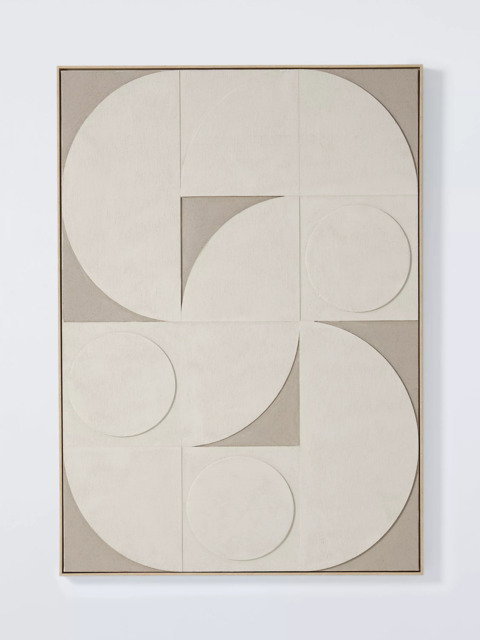 John Lewis 'Neutral Shapes' Framed Hand Painted 3D Canvas, Neutral - image 1