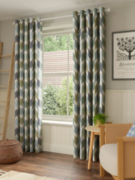 John Lewis Valle Ikat Print Pair Lined Eyelet Curtains - thumbnail 3