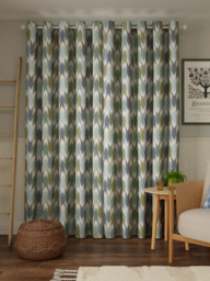 John Lewis Valle Ikat Print Pair Lined Eyelet Curtains - thumbnail 4